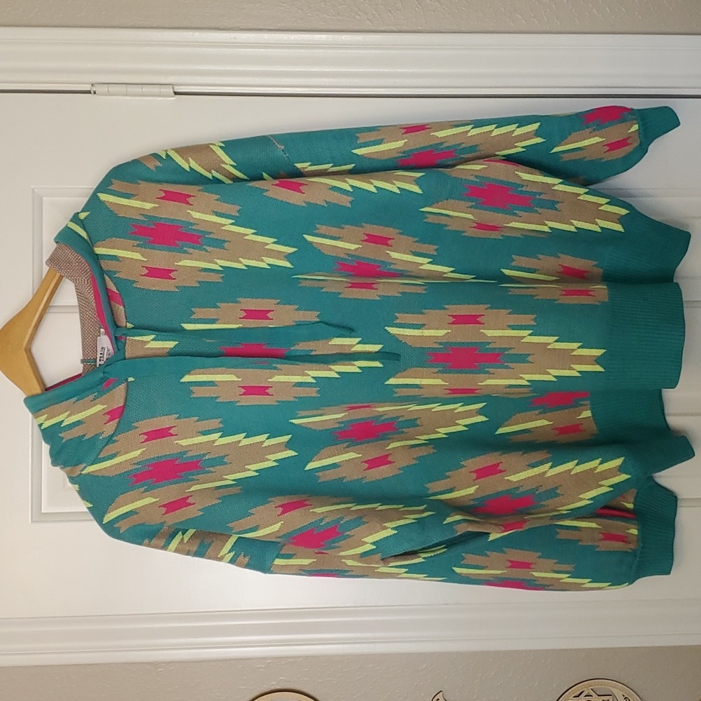 Aztec Print Hooded Sweater